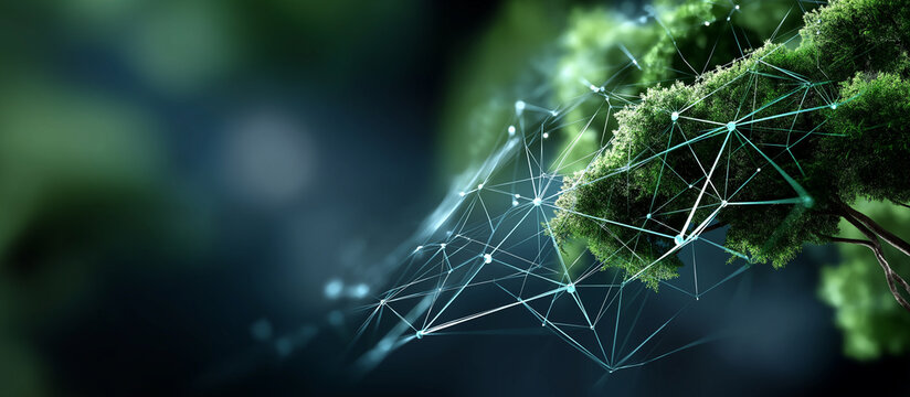 Promoting biodiversity and nature conservation heavily defocused net zero carbon forests background sustainability concept visualization biodiversity ecosystems promoting - Powered by Adobe