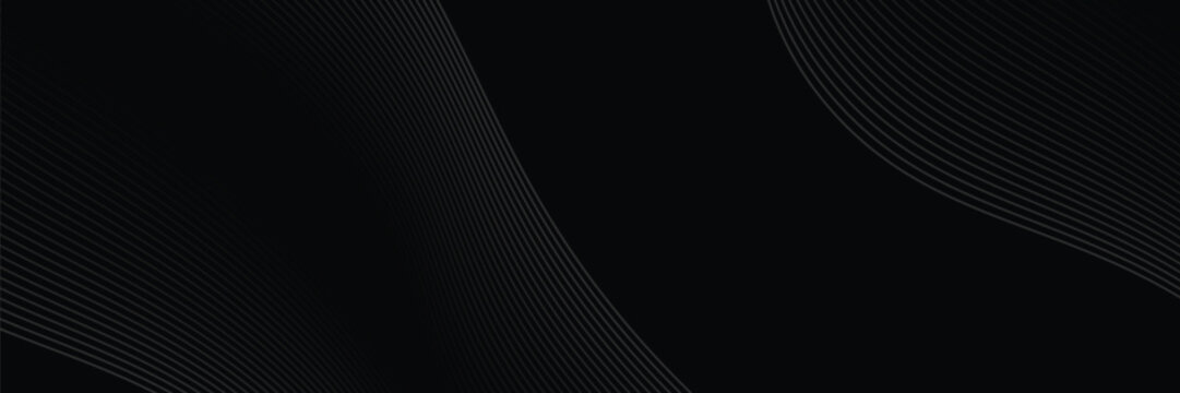 3D black geometric abstract background overlap layer on dark space with waves lines decoration. Minimalist modern graphic design element cutout style concept for banner, flyer, card, or brochure cover
