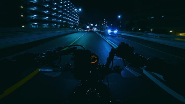 Japan Tokyo Night Highway Curve Motorcycle Ride POV 4K