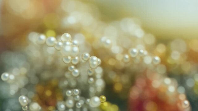 abstract flowing floral field made of procedural spheres, organic wave motion, seamless loop background