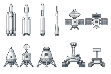 Space exploration vehicles and rockets © icon_art