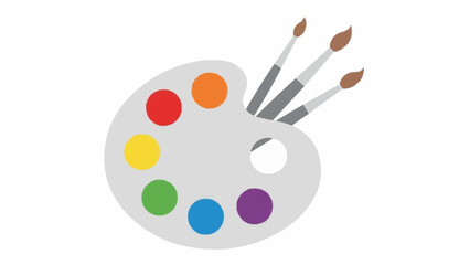 Artist's palette with vibrant colors and paintbrushes in a creative studio setting