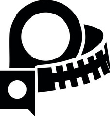 Black and white vector film camera icon inside a circular design suitable for movie and video concepts