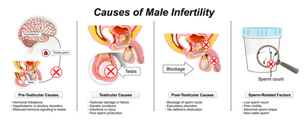 Male Infertility medical flashcard illustration