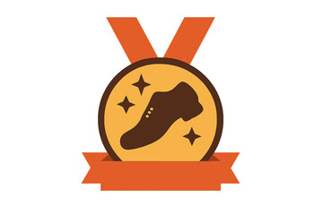 Gold Medal with Shoe Icon and Ribbon