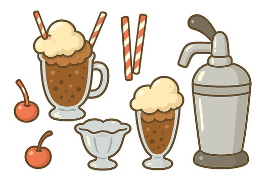 Retro soda fountain treats and accessories