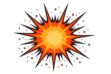 Comic Book Style Explosion with Orange and Yellow Flames © icon_art