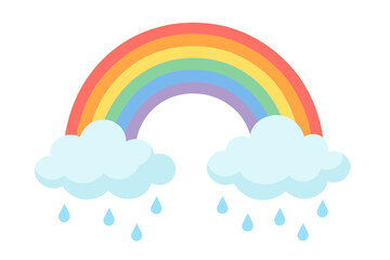 Rainbow and Clouds with Raindrops