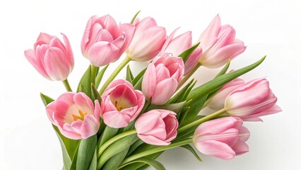 Naklejka premium Beautiful pink tulips bouquet on white background