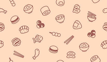 Cute Japanese food pattern background vector design