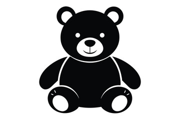 teddy bear silhouette line art vector illustration