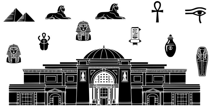 Modern Grand Egyptian Museum GEM Vector Silhouette