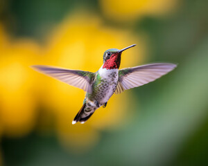 Fototapeta premium Hummingbird Hovering with Wings Outspread flying outstretched