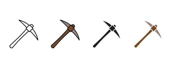 Pickaxe icon set vector on white background. digging, hammer, shovel symbol. vector illustration. © NH RIDOY