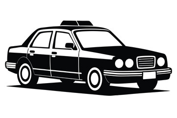 taxi silhouette line art vector illustration