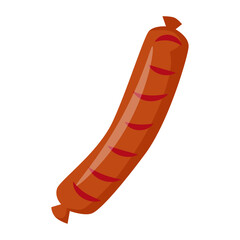 Sausage icon. Thick smoked boiled wurst, wiener from pork and beef. Meat snack, frankfurter, fat food.