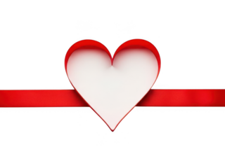 Red heart with ribbon isolated on transparent background