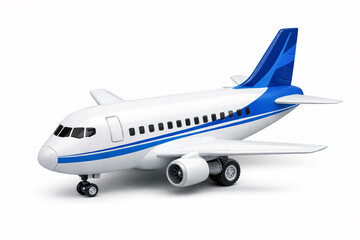 Toy commercial passenger airplane isolated on white background