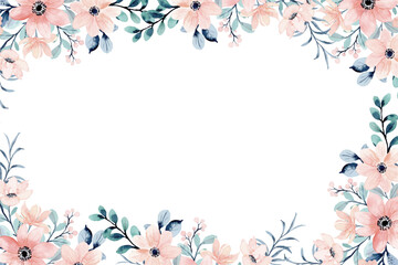 Flower watercolor frame for wedding, birthday, card, background, invitation, wallpaper, sticker, decoration etc.

