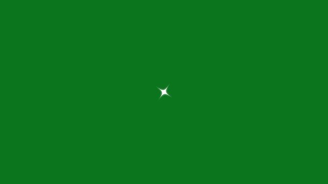 Twinkling star set Hand drawn white sparkles in doodle style on The star effects or magical appearance,Set of animated cartoon Alpha channel,glowing light trails,shining on green screen background.4K