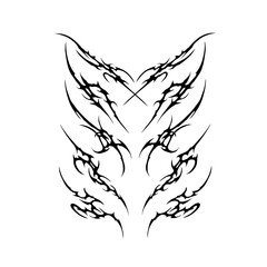 Set of neo tribal cyber sigilism hand drawn symmetrical shapes vector design isolated on white background for tattoo, dark fashion prints elements, and gothic decoration template