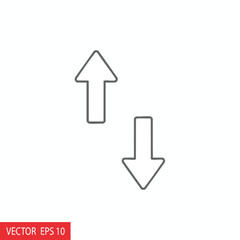 Two arrows, one pointing up and the other down, on white; vector graphic