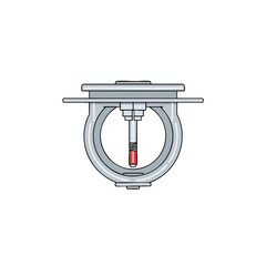 Simple illustration of a sprinkler head with a red bulb, used for fire safety