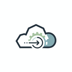 A cloud icon with a gear and arrow, suggesting cloud processing