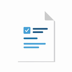 A document with a checkmark and lines, with a simple design
