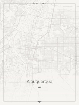 Albuquerque City Map a sophisticated urban topography this vector artwork features a meticulous geometric street pattern perfect minimalist wall decor for scandinavian style interiors showcasing.