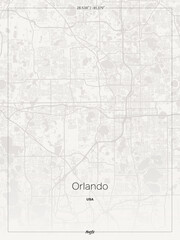 Obraz premium Orlando City Map a sophisticated minimalist wall decor showcasing meticulous vector artwork with blueprint aesthetics ideal for scandinavian style interiors featuring urban topography and.