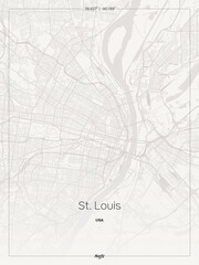 Obraz premium St. Louis City Map a sophisticated minimalist wall decor piece with refined linework and geometric street pattern showcasing urban topography through meticulous cartographic art and blueprint.