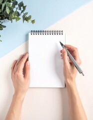 ペンを構える手元を捉えた縦型学習シーン 広い余白のある広告向け構図

書き始める直前の集中 ノートとペンの学習イメージ

学習の意思を表現するペンとノートの手元シーン 広告対応

清潔な机で描く学習準備の瞬間 ペンを構える手元構図