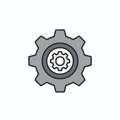 A gear icon shows a larger gear encircling a smaller gear