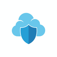 A blue shield protects a cloud graphic, conveying digital security