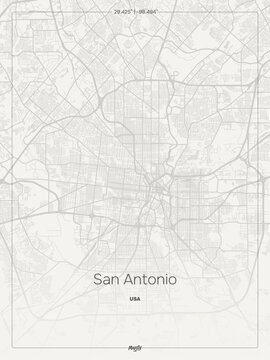 San Antonio City Map inspired by scandinavian style this sophisticated urban topography poster showcases meticulous vector artwork and geometric street patterns making it a timeless minimalist.