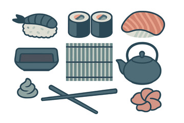 Sushi and Japanese Food Icons © icon_art