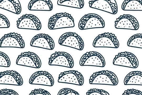 Taco Pattern on Dark Blue Background