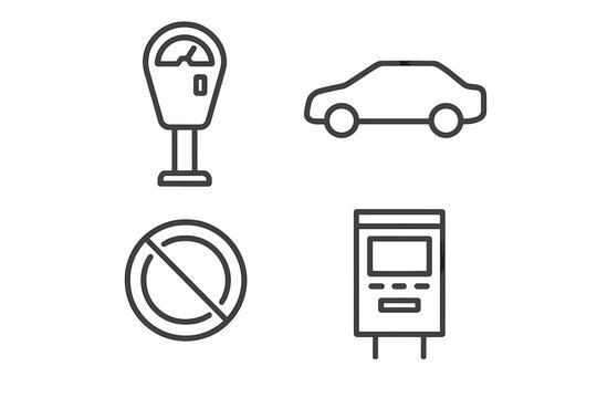 Four icons on a black background