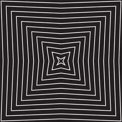 Abstract Geometric Concentric Square Pattern, Black and White Op Art Vector Background.

