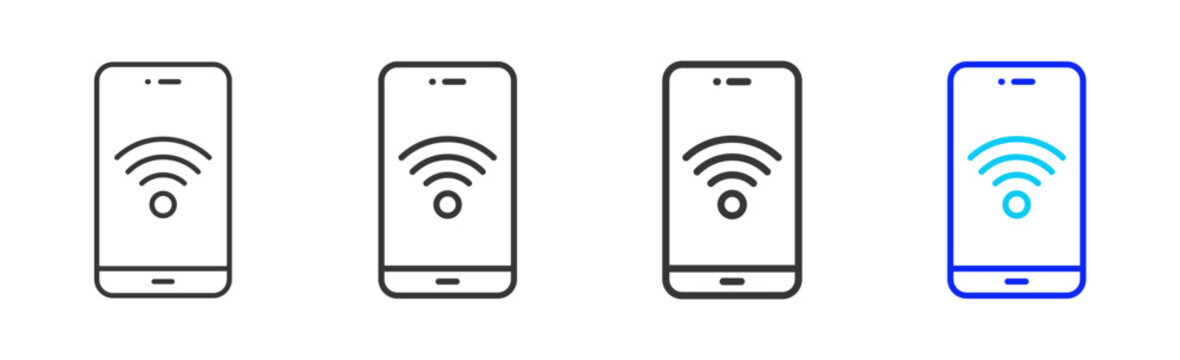 phone signal icon set collection creative outline style for technology with multiple thickness variations suitable for apps websites presentations ui ux design and modern devices