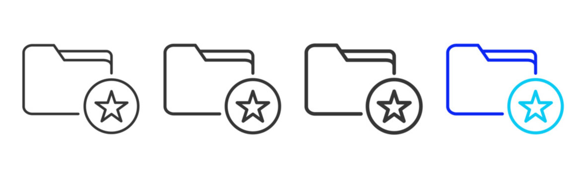 starred files icon set collection creative outline style for technology with multiple thickness variations suitable for apps websites presentations ui ux design and modern devices