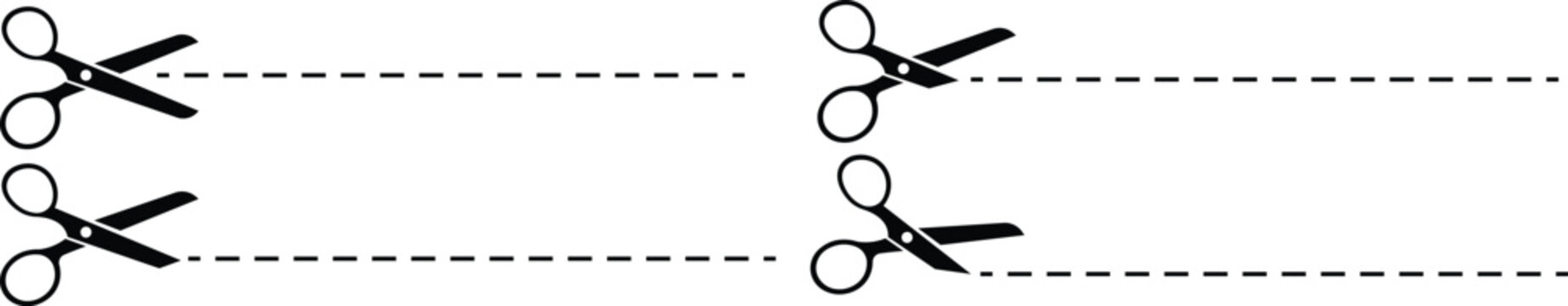 Scissors with cut line vector design. Dashed and dotted. cut here icon. Scissor icon, scissor symbol vector, Paper cutting with scissor on Transparent background
