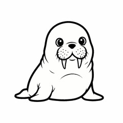 Obraz premium Cute Cartoon Walrus Illustration for Children.