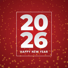 Festive 2026 New Year greeting card on a red background