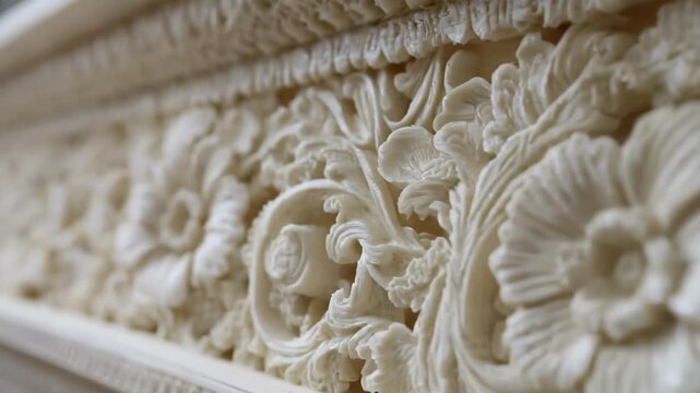Closeup of a 3Dprinted mantelpiece prototype showcasing intricate detailing and texture for custom architectural millwork designs