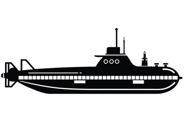 Obraz premium submarine silhouette line art vector illustration