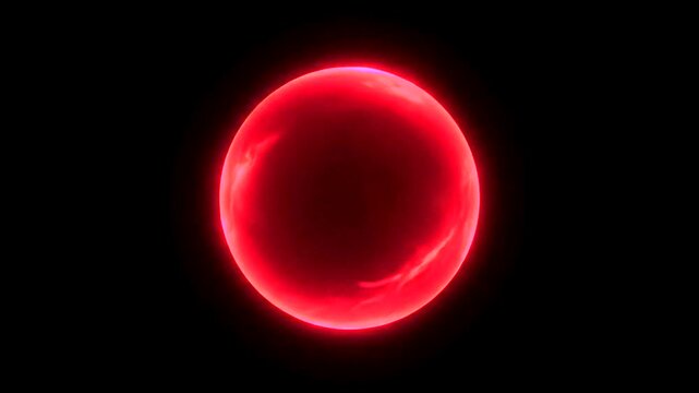 Glowing Red Orb Floating in Dark Space, Abstract Background.