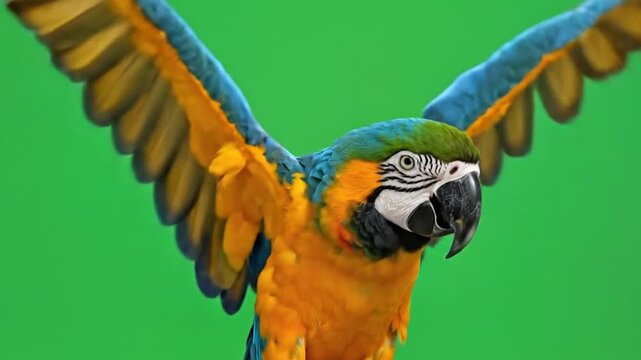 parrot in action on green screen