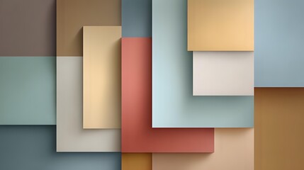 Abstract geometric background created with layered paper textures in soft neutral colors, evenly lit and visually balanced